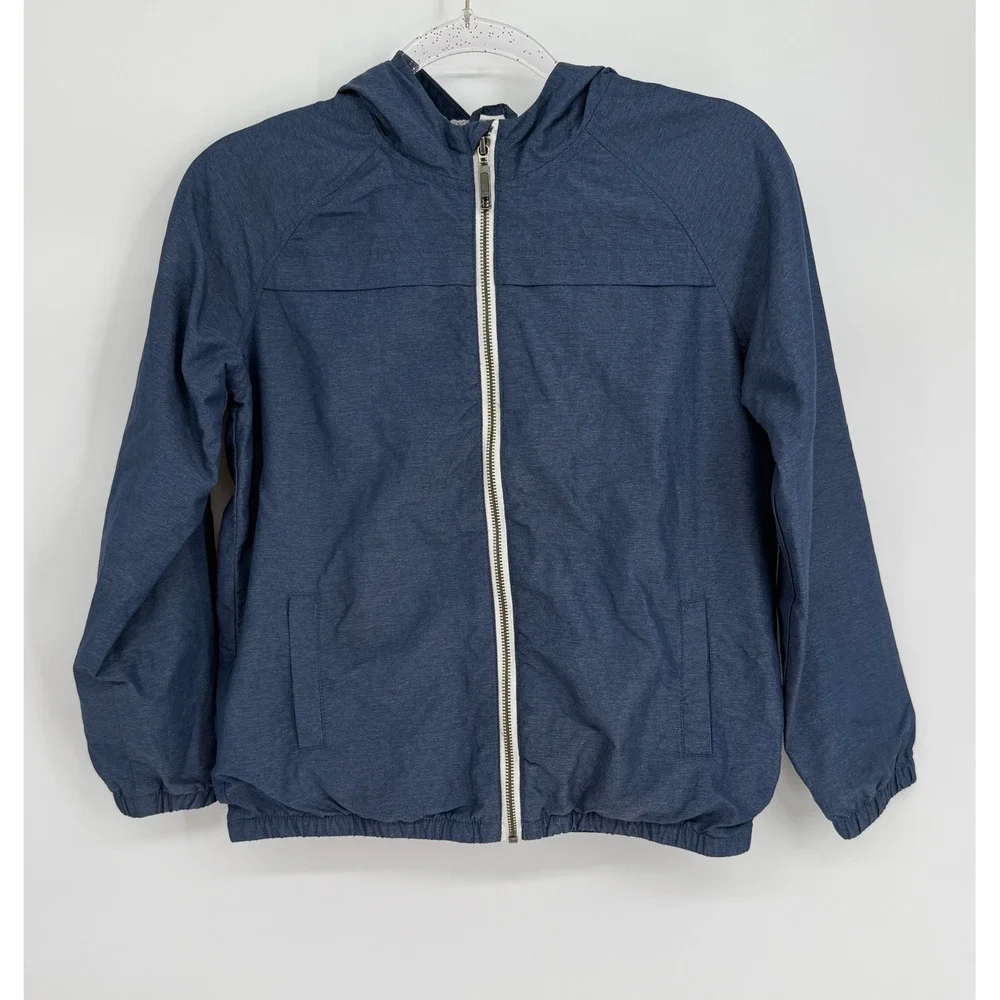 Gymboree Go Outside Boys Blue Heathered Hooded Windbreaker Jacket Sz L 10-12